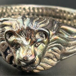 YH (Yaacov Heller) Sterling Silver Lions Head Magnetic Closure Bracelet